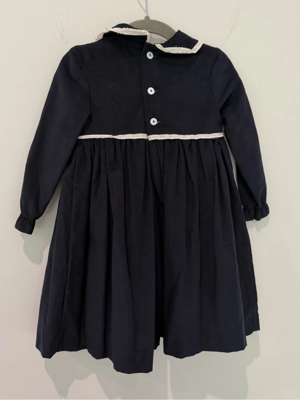 💙 Pepa London Classic Navy Long-Sleeve Girls' Formal Dress with White Trim - Picture 8 of 8